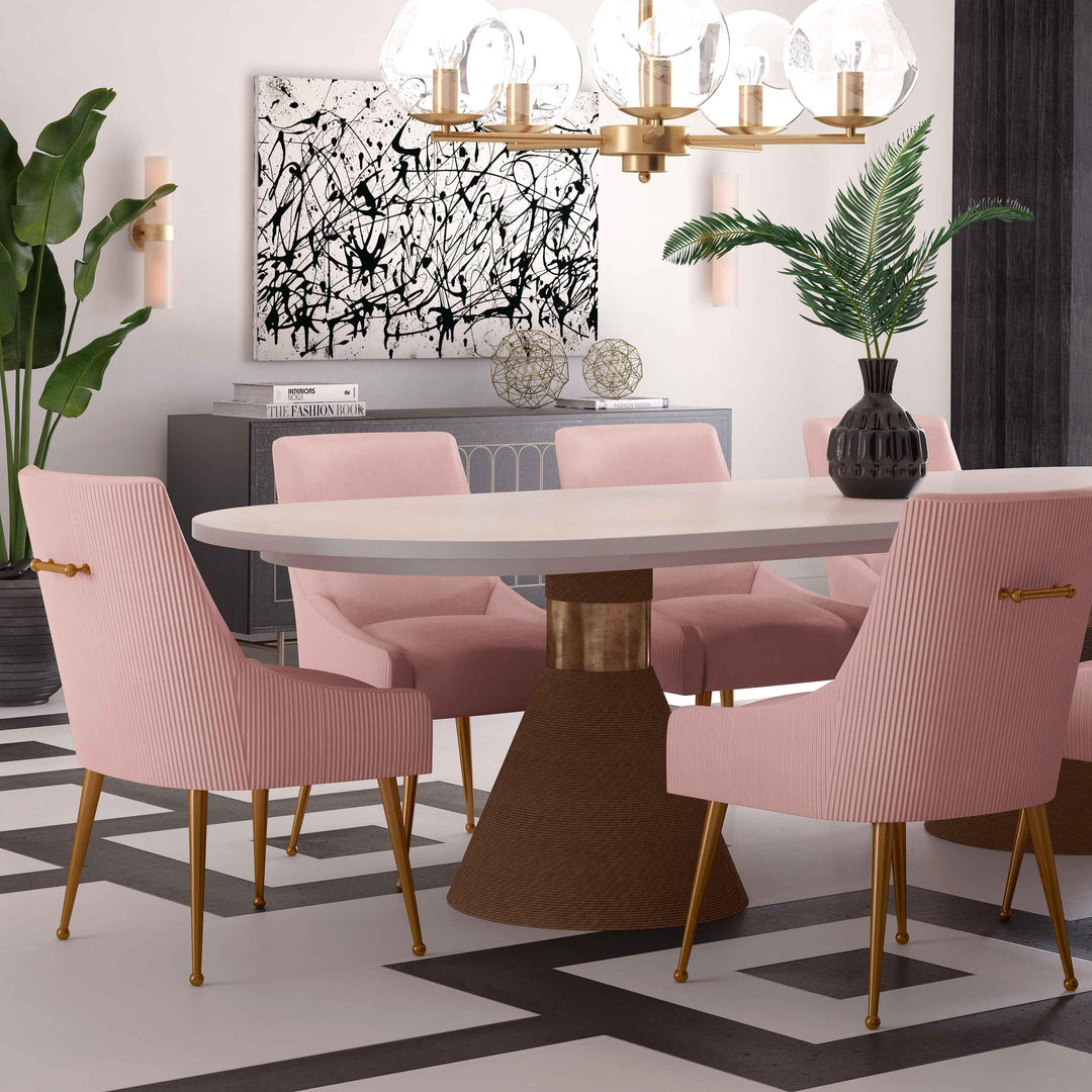 TOV Furniture Beatrix Pleated Blush Velvet Side Chair DINING CHAIRS