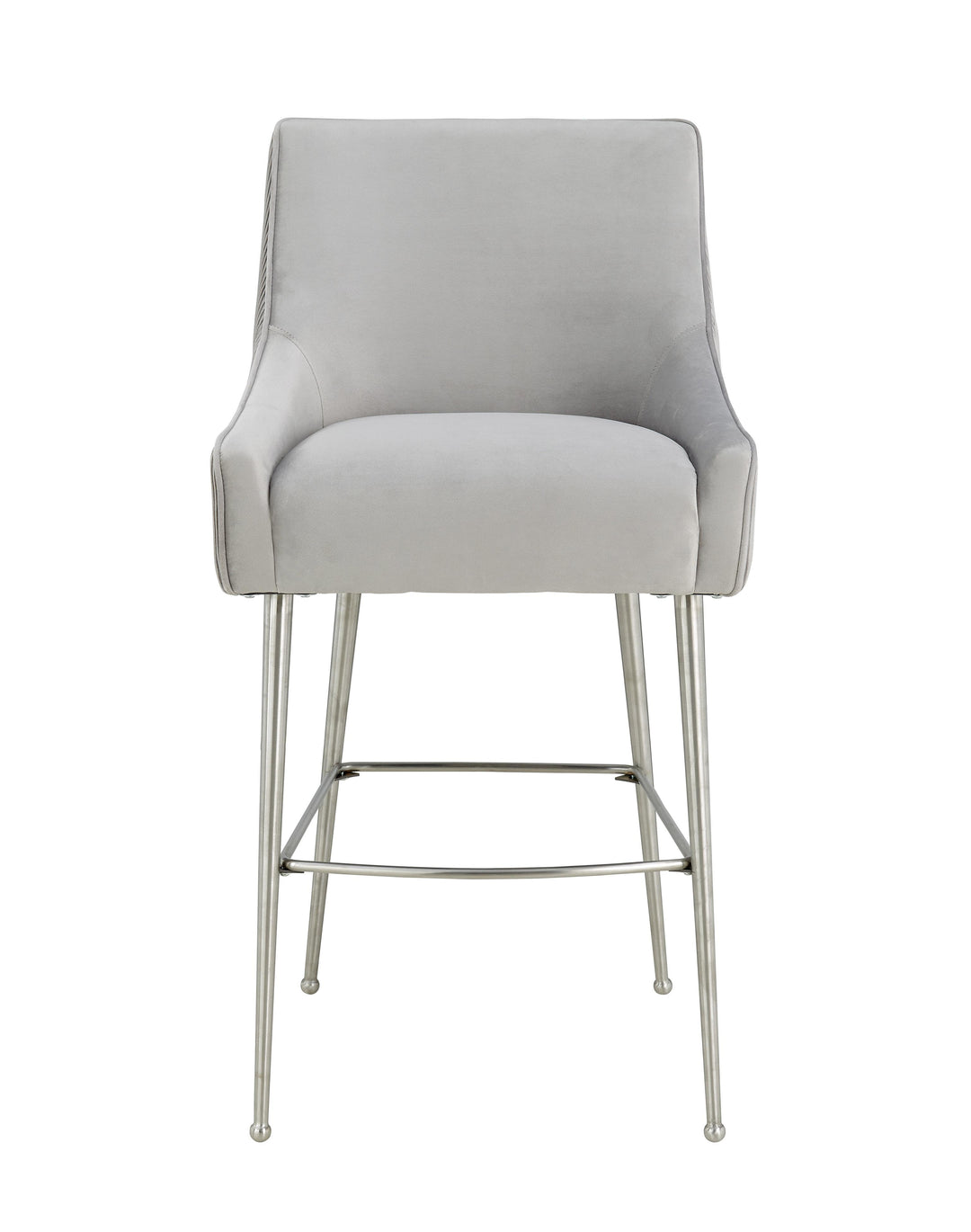 TOV Furniture Beatrix Pleated Light Grey Velvet Counter Stool OTTOMANS, POUFS, + STOOLS