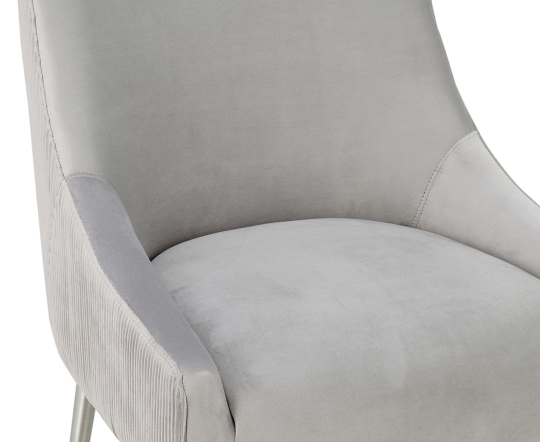 American Home Furniture | TOV Furniture - Beatrix Pleated Light Grey Velvet Counter Stool