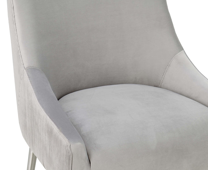 TOV Furniture Beatrix Pleated Light Grey Velvet Bar Stool OTTOMANS, POUFS, + STOOLS