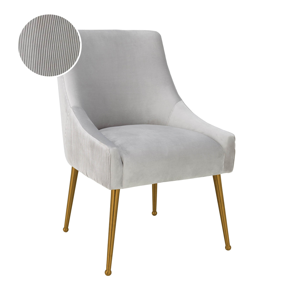 TOV Furniture Beatrix Pleated Light Grey Velvet Side Chair DINING CHAIRS