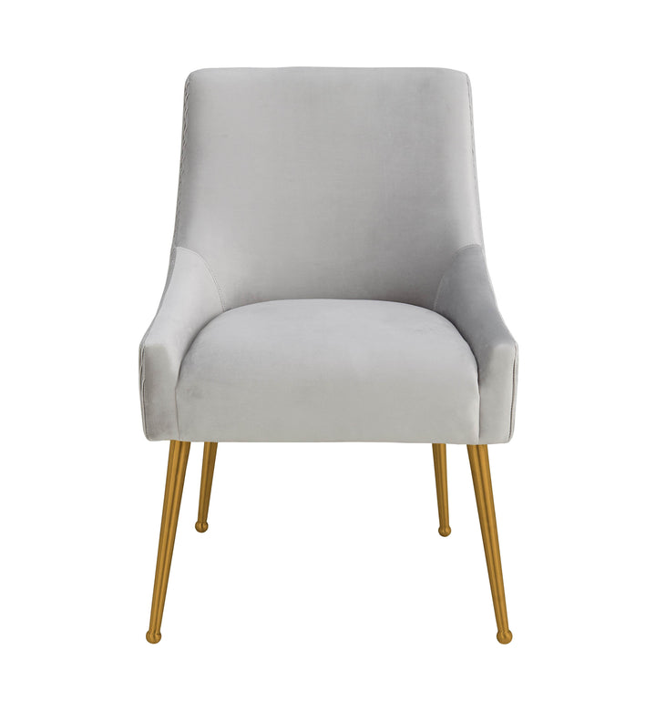 American Home Furniture | TOV Furniture - Beatrix Pleated Light Grey Velvet Side Chair