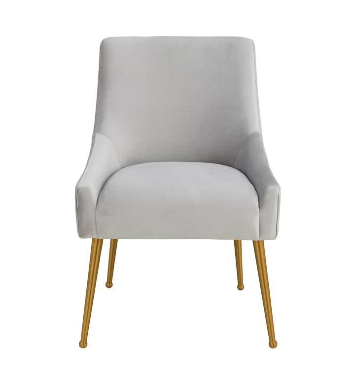 TOV Furniture Beatrix Pleated Light Grey Velvet Side Chair DINING CHAIRS