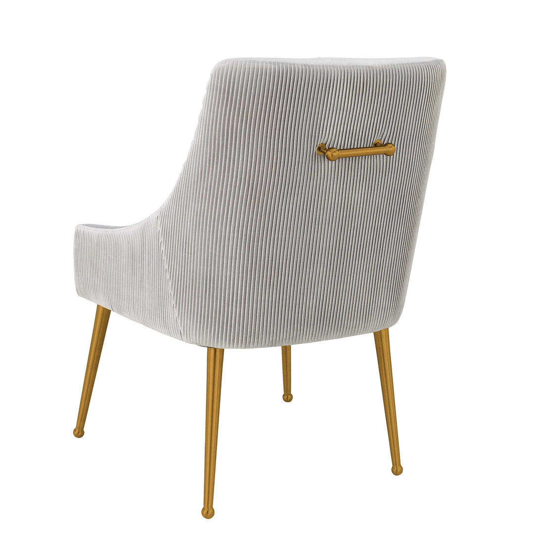 TOV Furniture Beatrix Pleated Light Grey Velvet Side Chair DINING CHAIRS