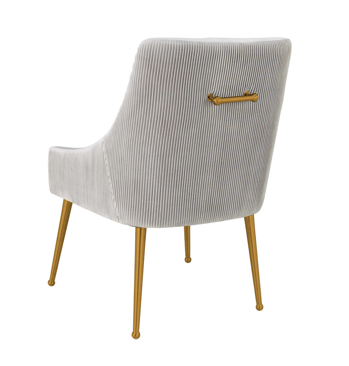 TOV Furniture Beatrix Pleated Light Grey Velvet Side Chair DINING CHAIRS