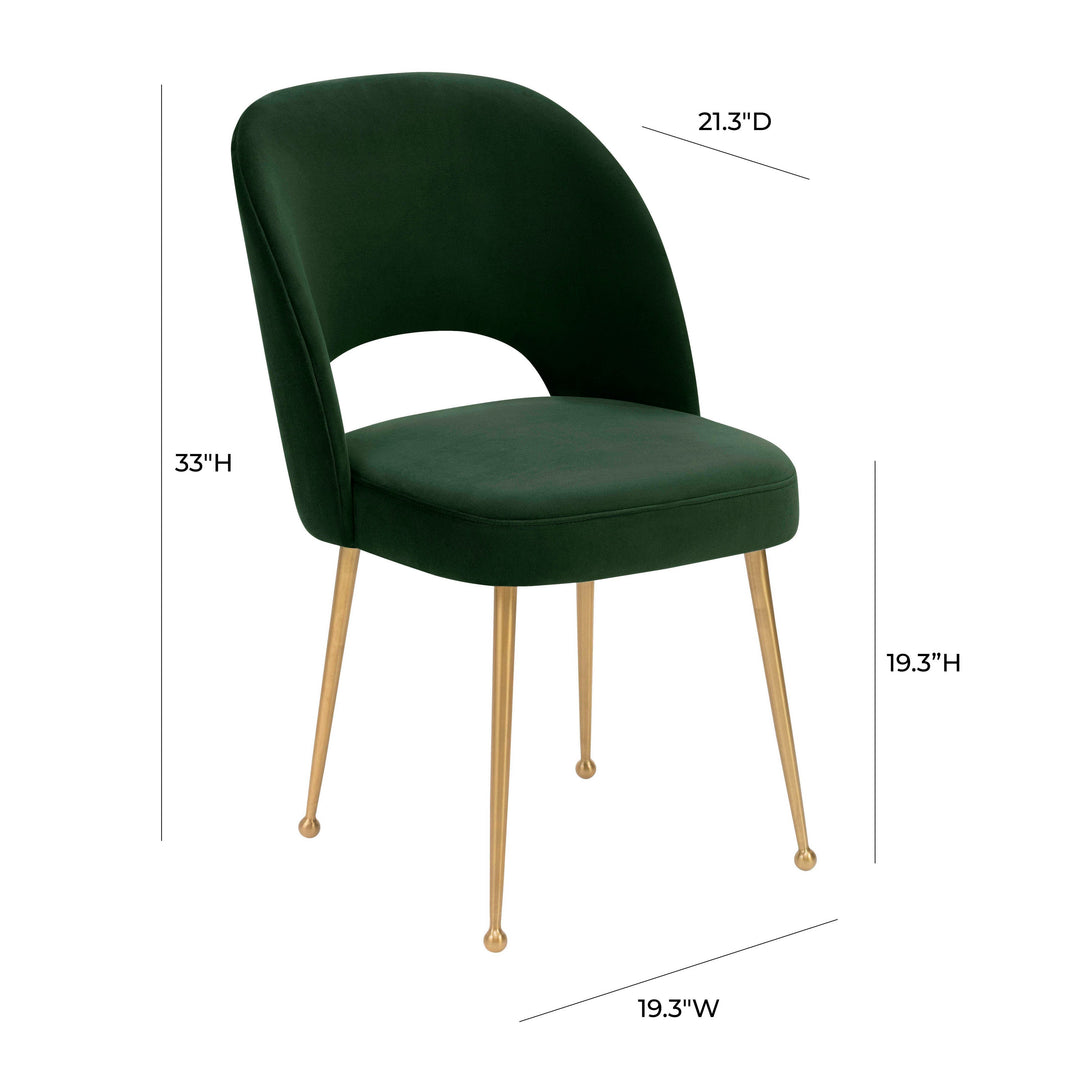 TOV Furniture Swell Forest Green Velvet Chair DINING CHAIRS