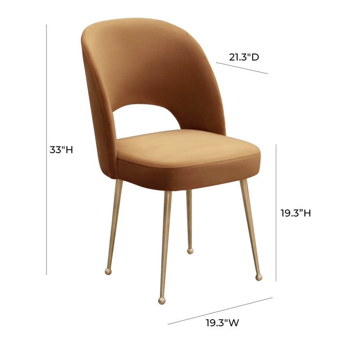 TOV Furniture Swell Cognac Velvet Chair DINING CHAIRS