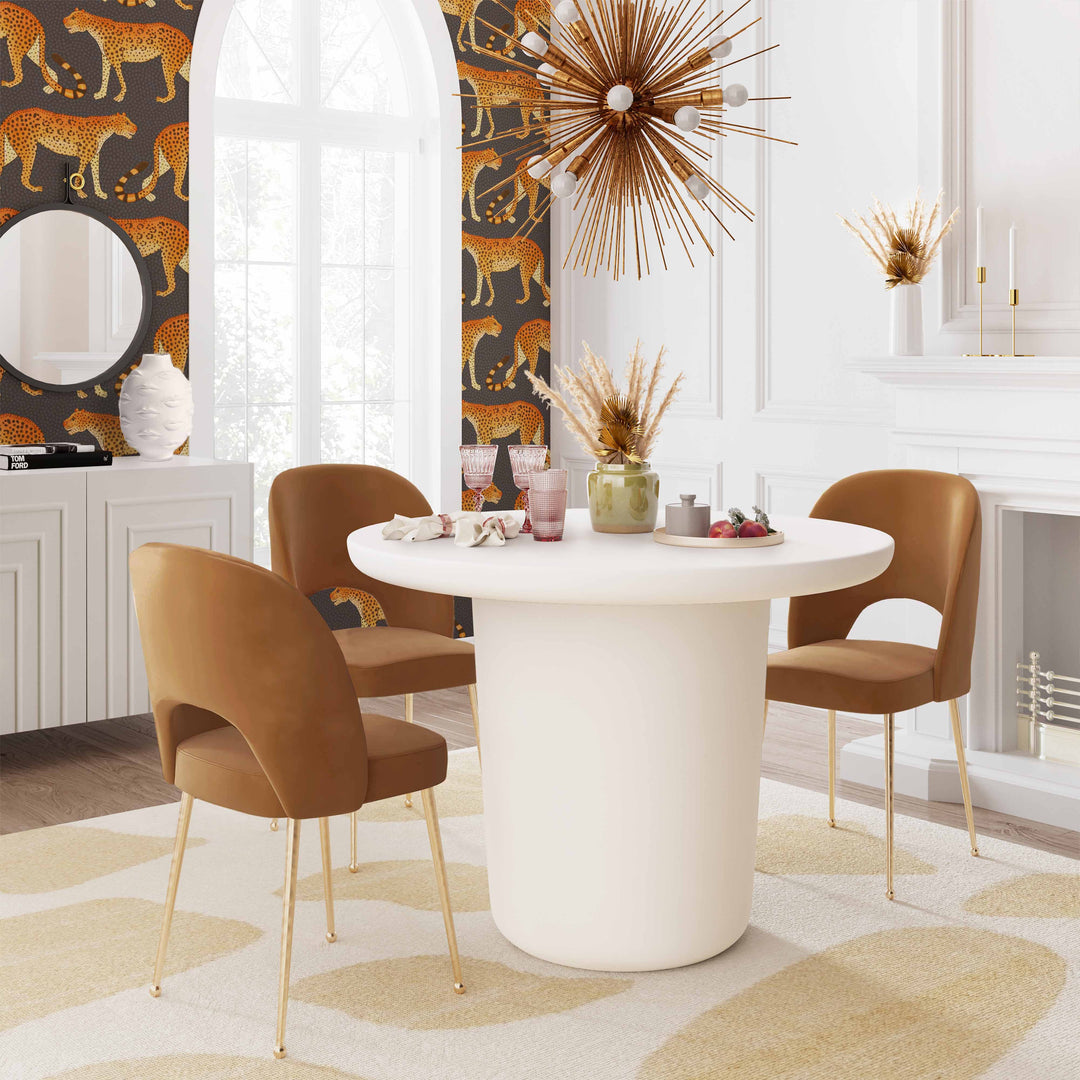 TOV Furniture Swell Cognac Velvet Chair DINING CHAIRS