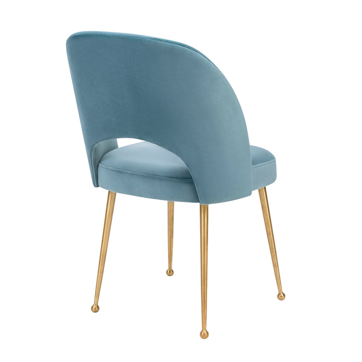 TOV Furniture Swell Sea Blue Velvet Chair DINING CHAIRS