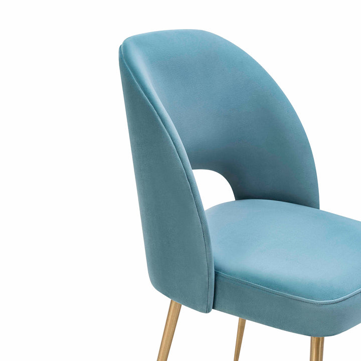 TOV Furniture Swell Sea Blue Velvet Chair DINING CHAIRS