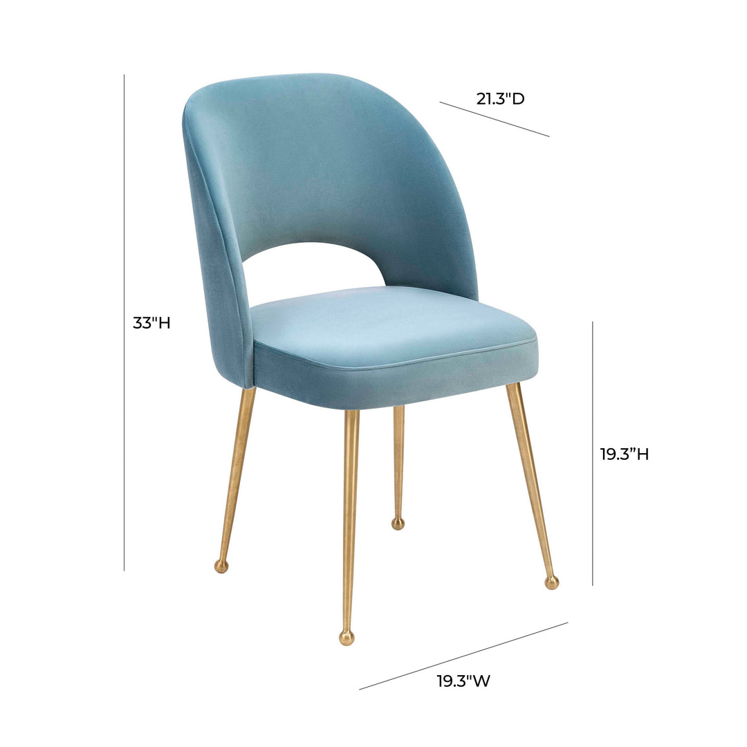 TOV Furniture Swell Sea Blue Velvet Chair DINING CHAIRS