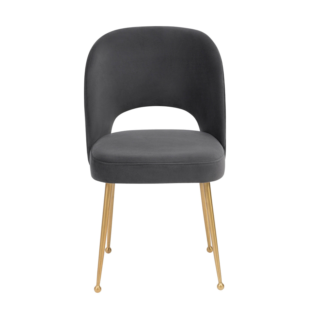 TOV Furniture Swell Dark Grey Velvet Chair DINING CHAIRS