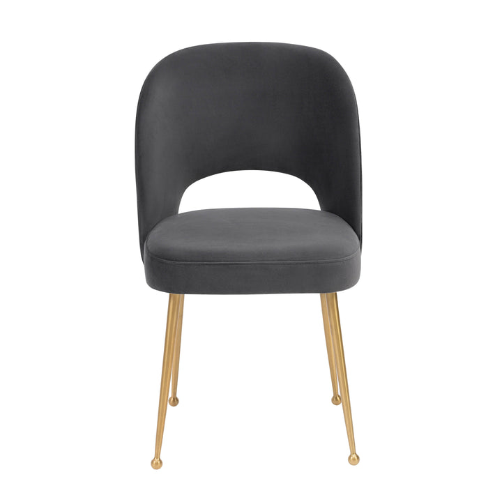 TOV Furniture Swell Dark Grey Velvet Chair DINING CHAIRS