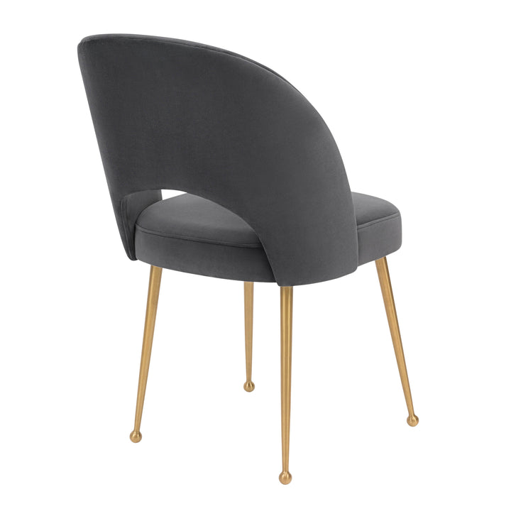 TOV Furniture Swell Dark Grey Velvet Chair DINING CHAIRS
