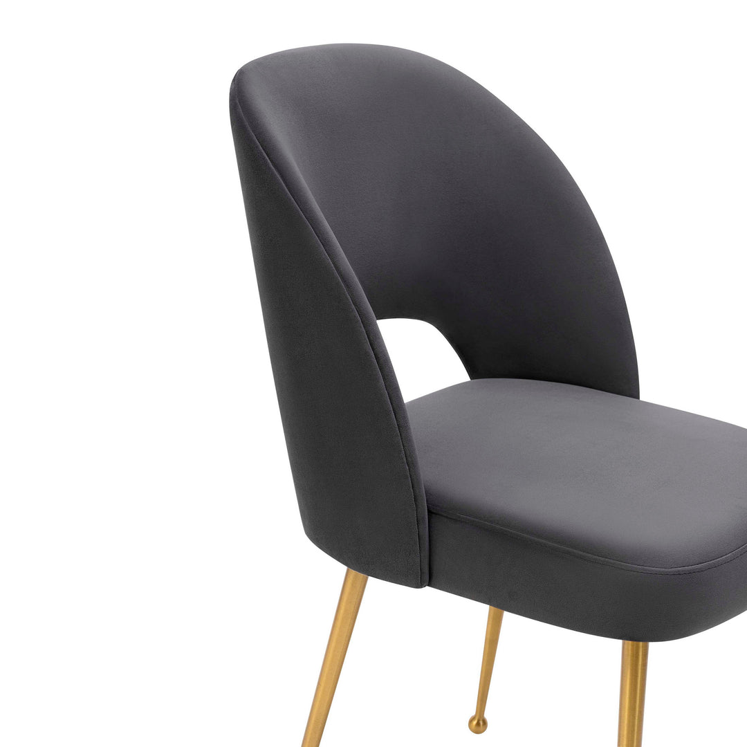 TOV Furniture Swell Dark Grey Velvet Chair DINING CHAIRS