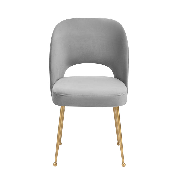 TOV Furniture Swell Light Grey Velvet Chair DINING CHAIRS