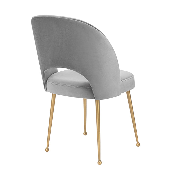 TOV Furniture Swell Light Grey Velvet Chair DINING CHAIRS