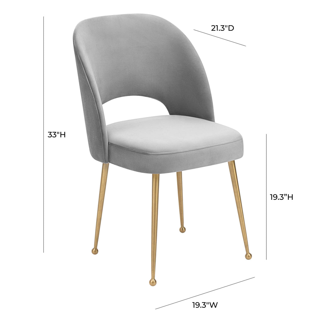 TOV Furniture Swell Light Grey Velvet Chair DINING CHAIRS