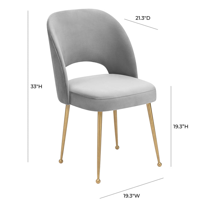 TOV Furniture Swell Light Grey Velvet Chair DINING CHAIRS