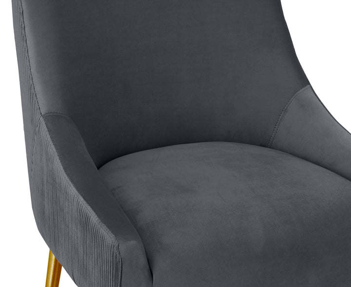 American Home Furniture | TOV Furniture - Beatrix Pleated Dark Grey Velvet Bar Stool