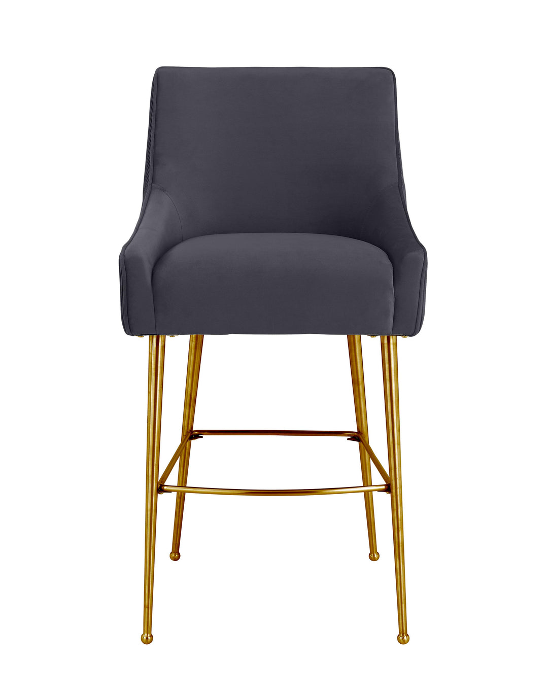 TOV Furniture Beatrix Pleated Dark Grey Velvet Counter Stool OTTOMANS, POUFS, + STOOLS