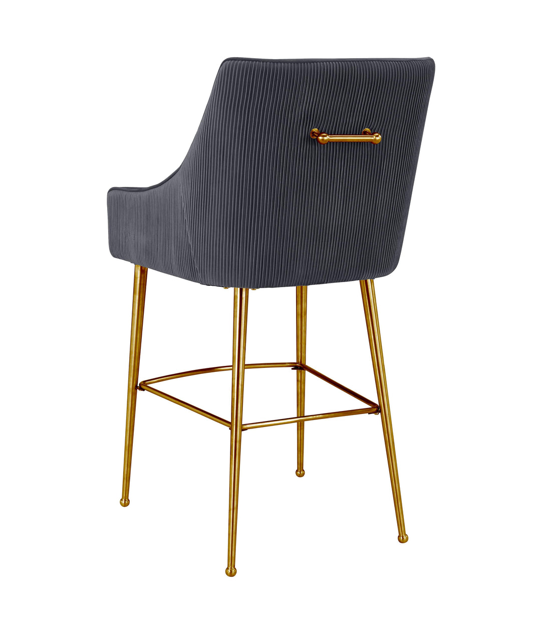 TOV Furniture Beatrix Pleated Dark Grey Velvet Counter Stool OTTOMANS, POUFS, + STOOLS