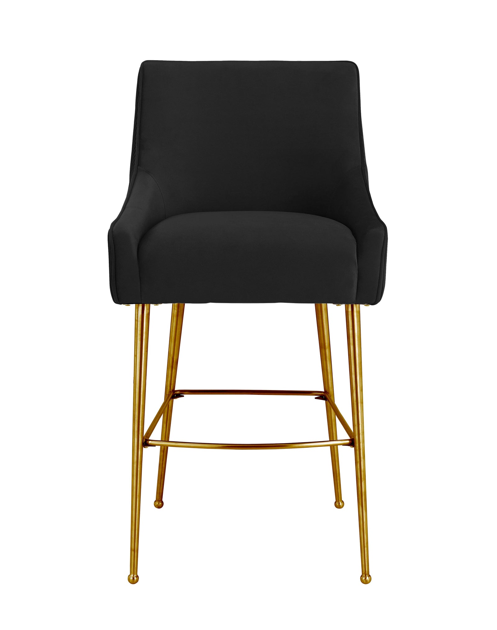 TOV Furniture Beatrix Pleated Black Velvet Bar Stool OTTOMANS, POUFS, + STOOLS
