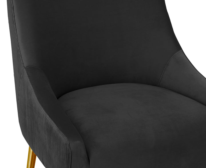 American Home Furniture | TOV Furniture - Beatrix Pleated Black Velvet Bar Stool