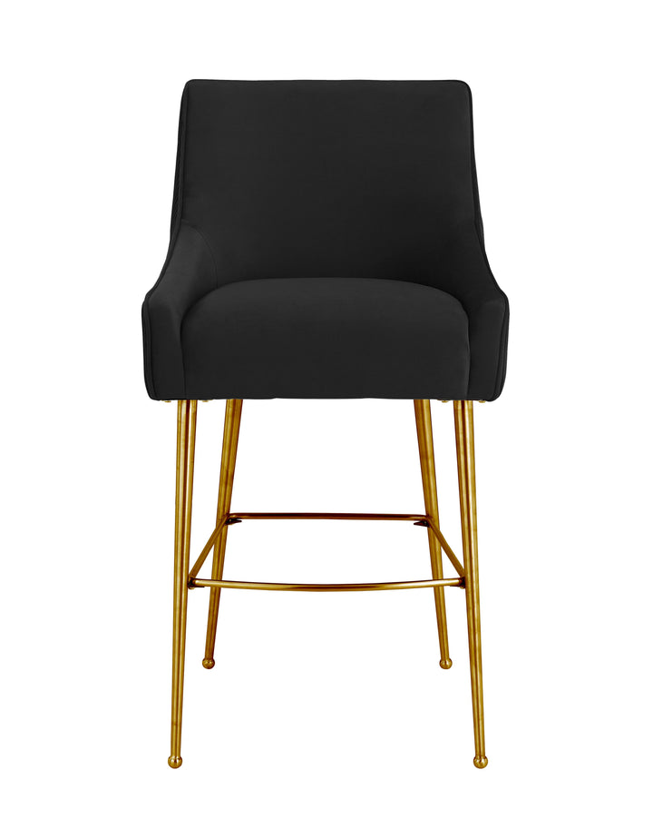 TOV Furniture Beatrix Pleated Black Velvet Counter Stool OTTOMANS, POUFS, + STOOLS