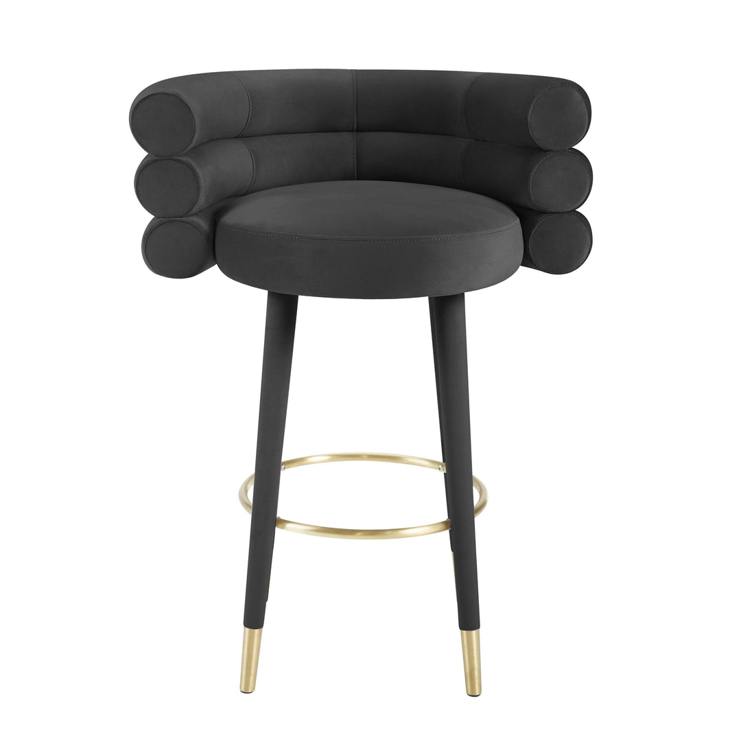 TOV Furniture Betty Black Velvet Barstool OTTOMANS, POUFS, + STOOLS
