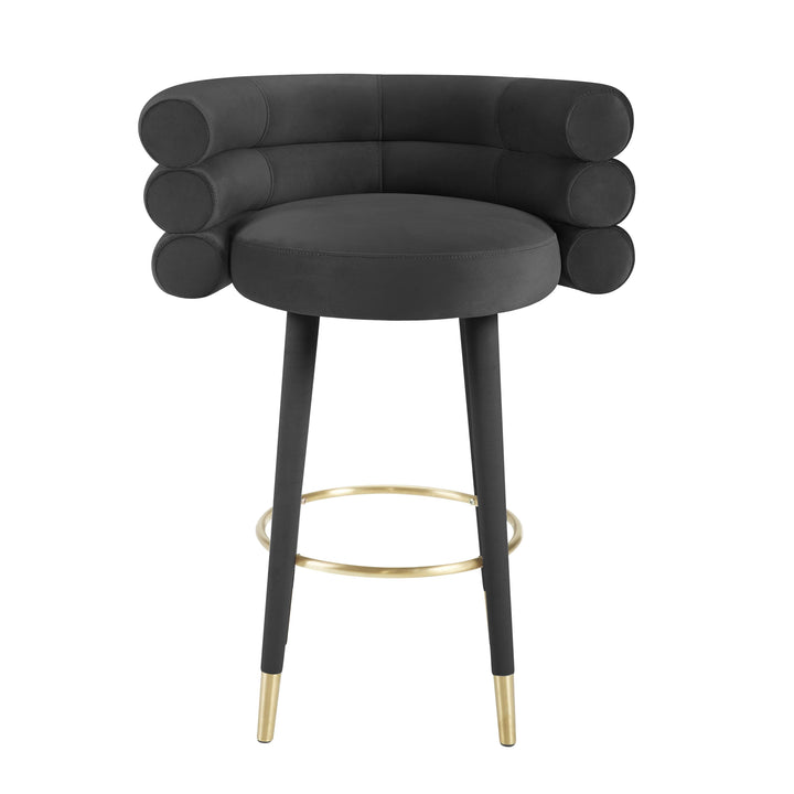 TOV Furniture Betty Black Velvet Barstool OTTOMANS, POUFS, + STOOLS