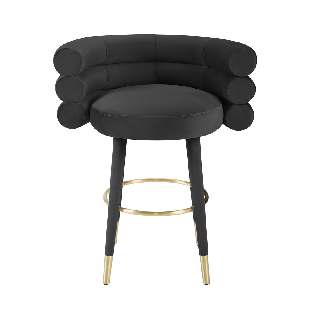 TOV Furniture Betty Black Velvet Counter Stool OTTOMANS, POUFS, + STOOLS