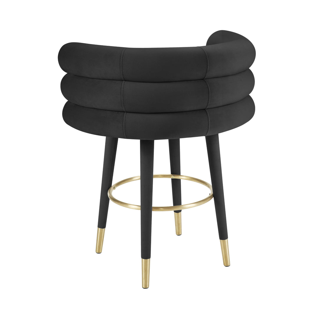 TOV Furniture Betty Black Velvet Counter Stool OTTOMANS, POUFS, + STOOLS