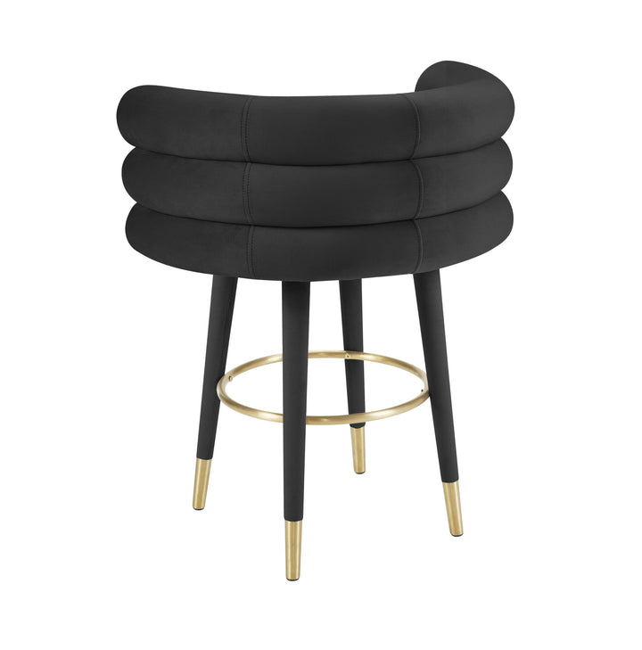 TOV Furniture Betty Black Velvet Counter Stool OTTOMANS, POUFS, + STOOLS