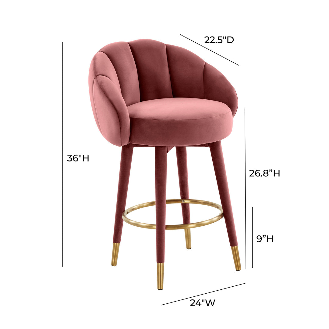 TOV Furniture Myla Salmon Swivel Counter Stool OTTOMANS, POUFS, + STOOLS