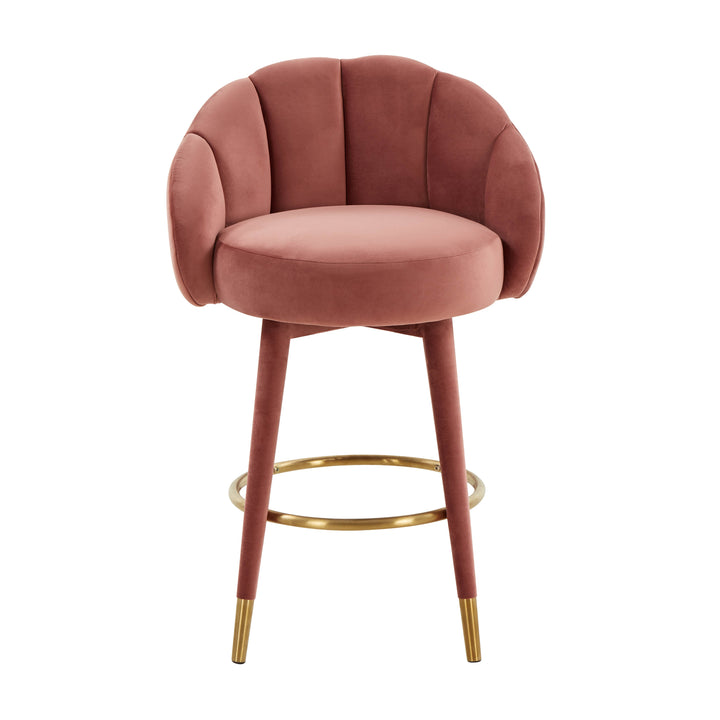 TOV Furniture Myla Salmon Swivel Counter Stool OTTOMANS, POUFS, + STOOLS