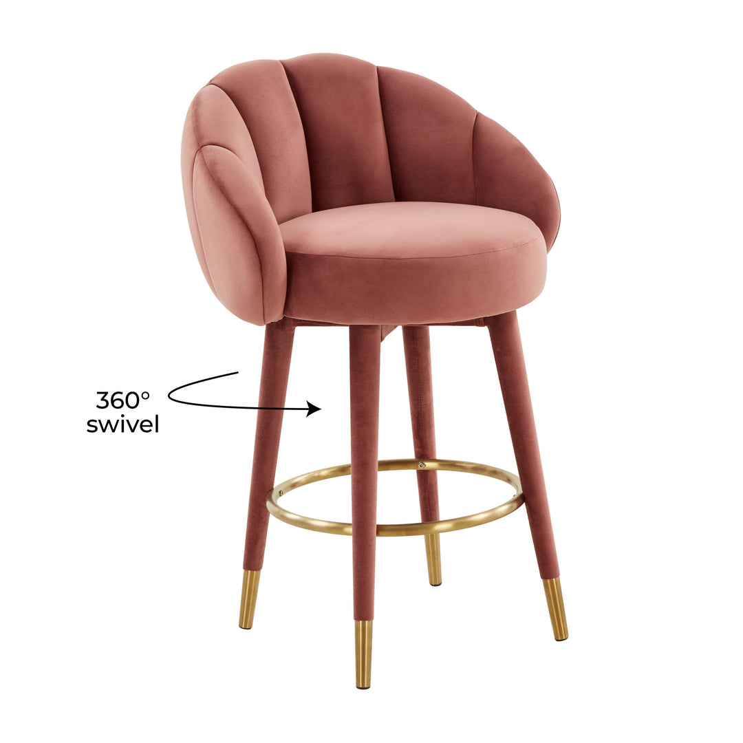 TOV Furniture Myla Salmon Swivel Counter Stool OTTOMANS, POUFS, + STOOLS