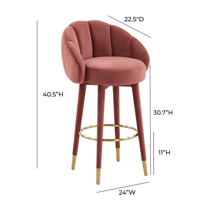 TOV Furniture Myla Salmon Swivel Bar Stool OTTOMANS, POUFS, + STOOLS