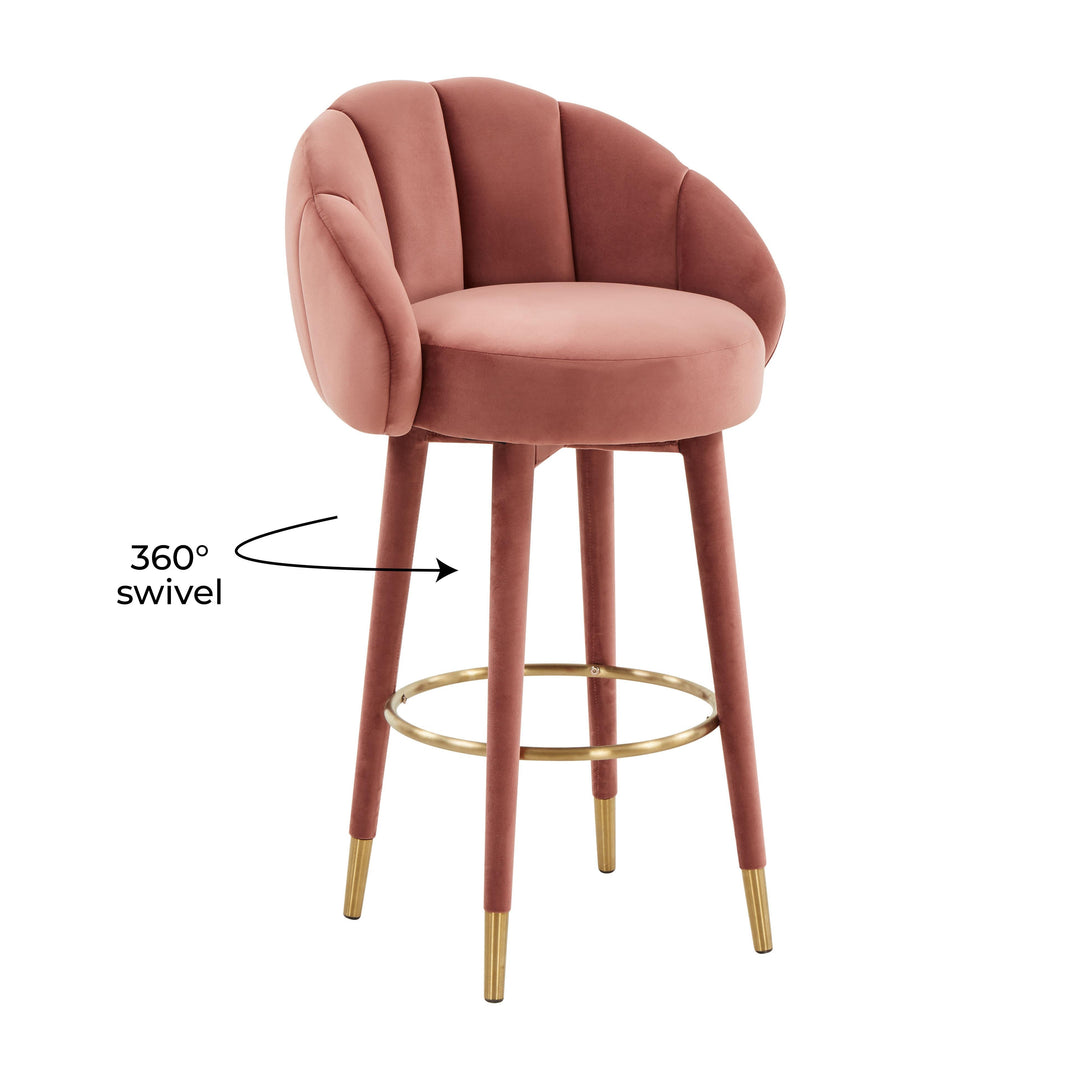 TOV Furniture Myla Salmon Swivel Bar Stool OTTOMANS, POUFS, + STOOLS