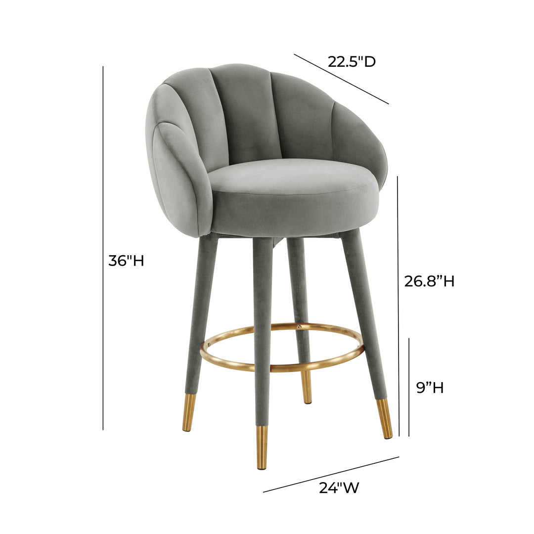 TOV Furniture Myla Light Grey Swivel Counter Stool OTTOMANS, POUFS, + STOOLS