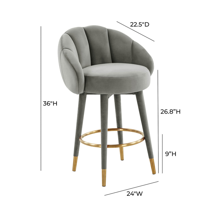 TOV Furniture Myla Light Grey Swivel Counter Stool OTTOMANS, POUFS, + STOOLS