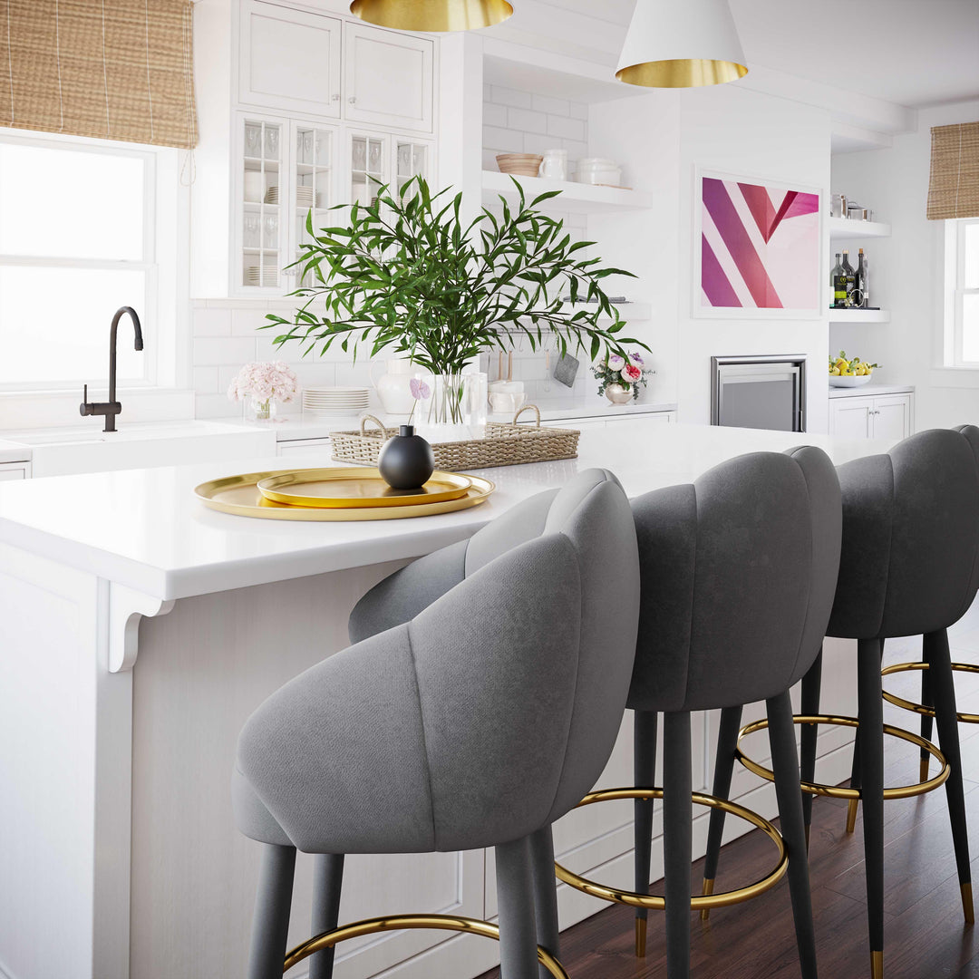 TOV Furniture Myla Light Grey Swivel Counter Stool OTTOMANS, POUFS, + STOOLS
