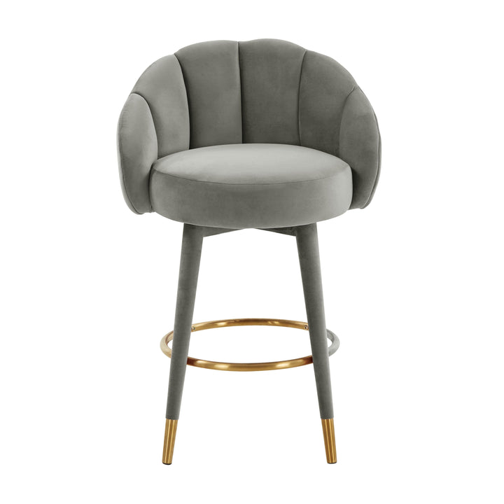 TOV Furniture Myla Light Grey Swivel Counter Stool OTTOMANS, POUFS, + STOOLS