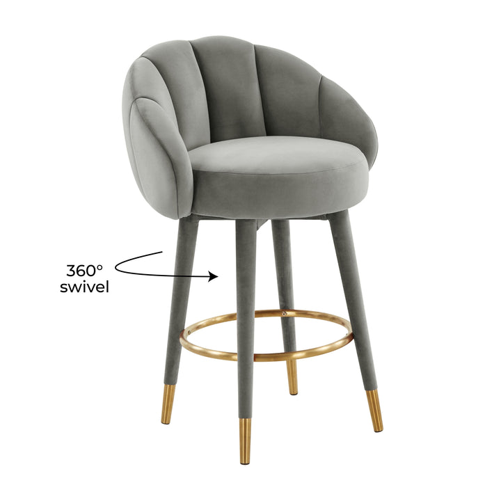 TOV Furniture Myla Light Grey Swivel Counter Stool OTTOMANS, POUFS, + STOOLS