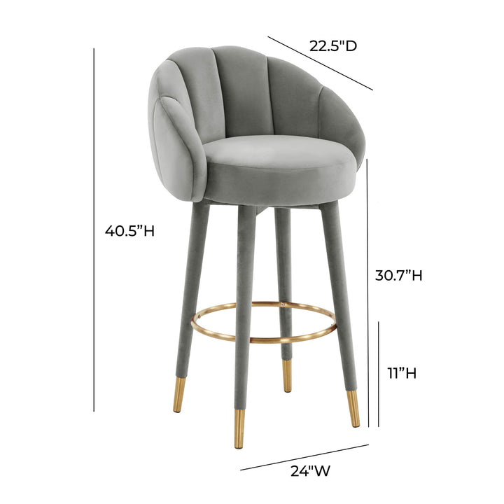 TOV Furniture Myla Light Grey Swivel Bar Stool OTTOMANS, POUFS, + STOOLS