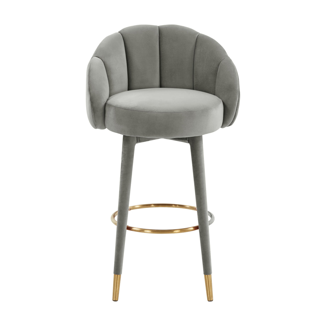 TOV Furniture Myla Light Grey Swivel Bar Stool OTTOMANS, POUFS, + STOOLS
