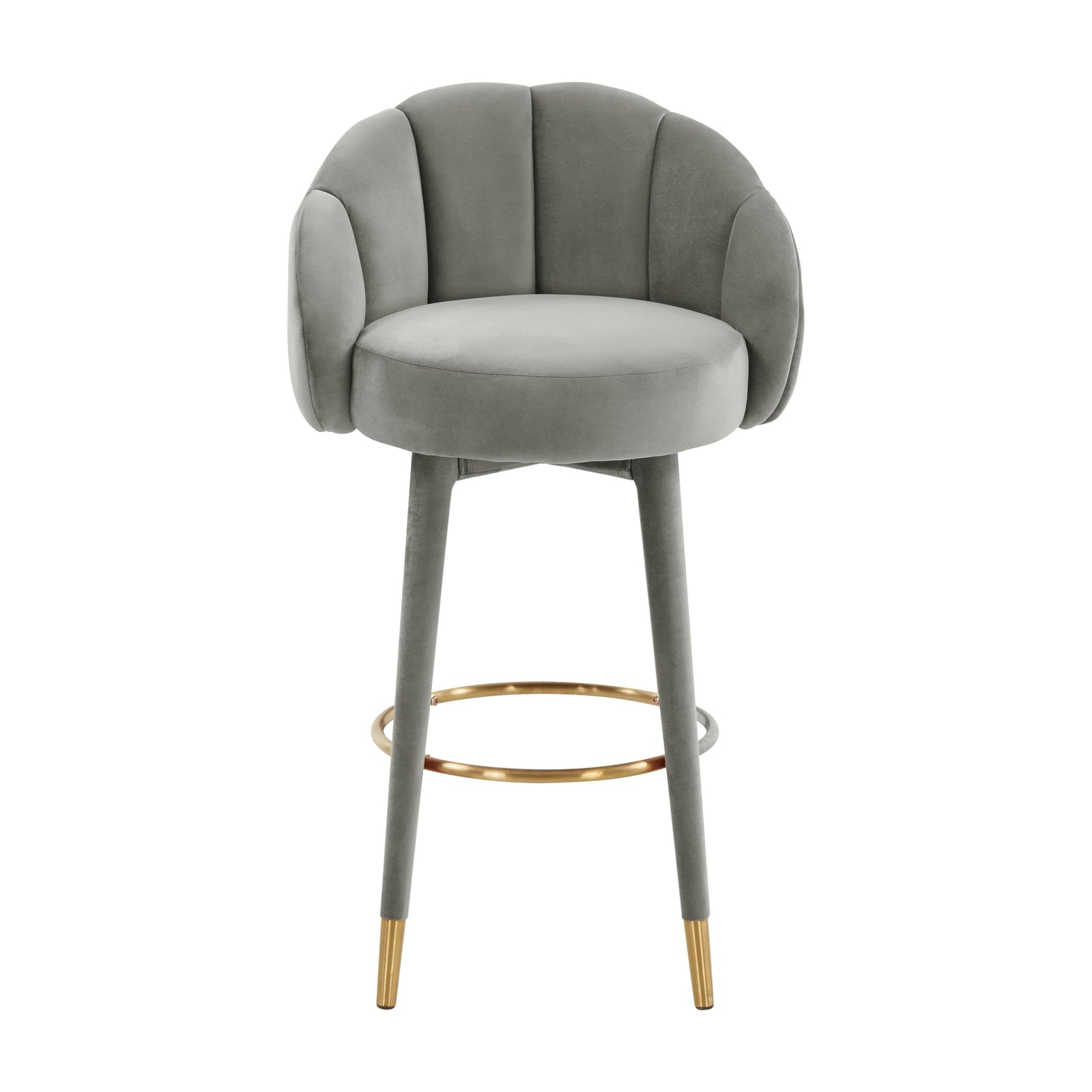 TOV Furniture Myla Light Grey Swivel Bar Stool OTTOMANS, POUFS, + STOOLS