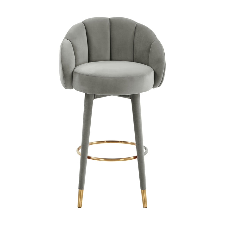 TOV Furniture Myla Light Grey Swivel Bar Stool OTTOMANS, POUFS, + STOOLS