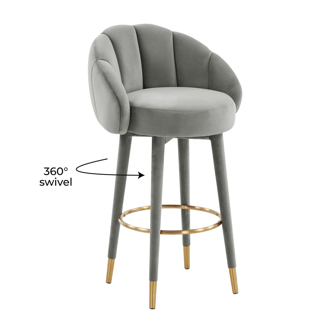 TOV Furniture Myla Light Grey Swivel Bar Stool OTTOMANS, POUFS, + STOOLS