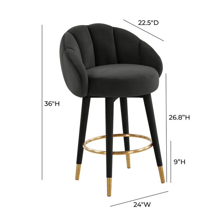 TOV Furniture Myla Black Swivel Counter Stool OTTOMANS, POUFS, + STOOLS